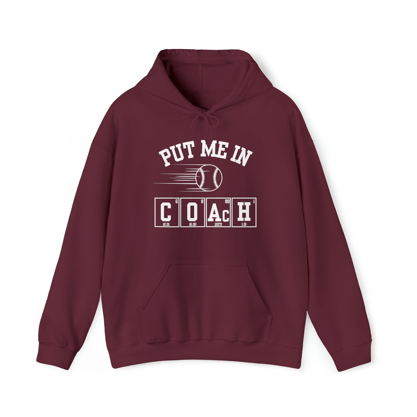 ADULT - Put Me in Coach Hooded Sweatshirt - Baseball Game Day Science Hoodie