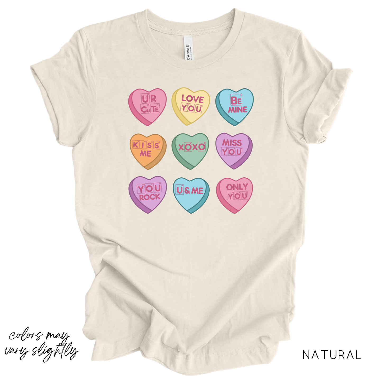 Science Valentine Candy Hearts T-Shirt, Be Mine Shirt, Conversation Hearts, Gift for Her, Periodic Table, Breaking Bad, XOXO Shirt