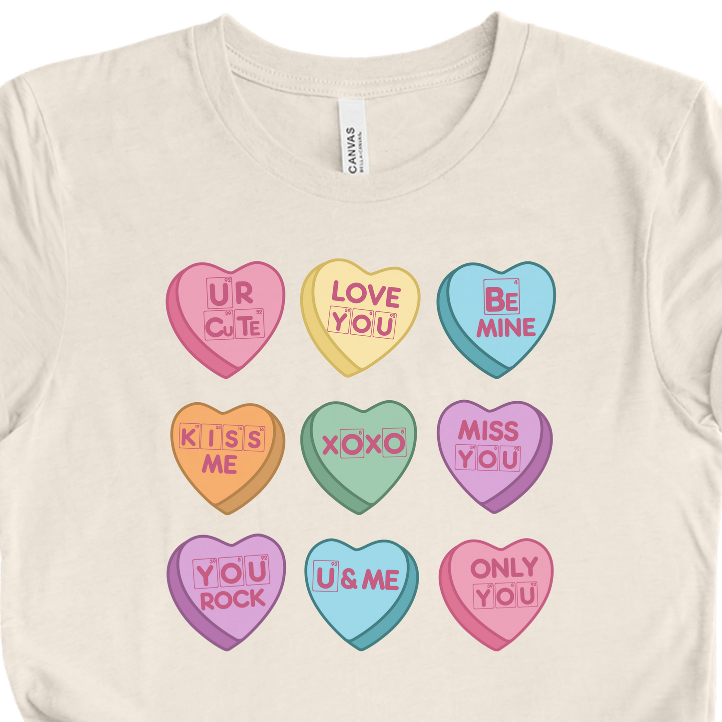 Science Valentine Candy Hearts T-Shirt, Be Mine Shirt, Conversation Hearts, Gift for Her, Periodic Table, Breaking Bad, XOXO Shirt