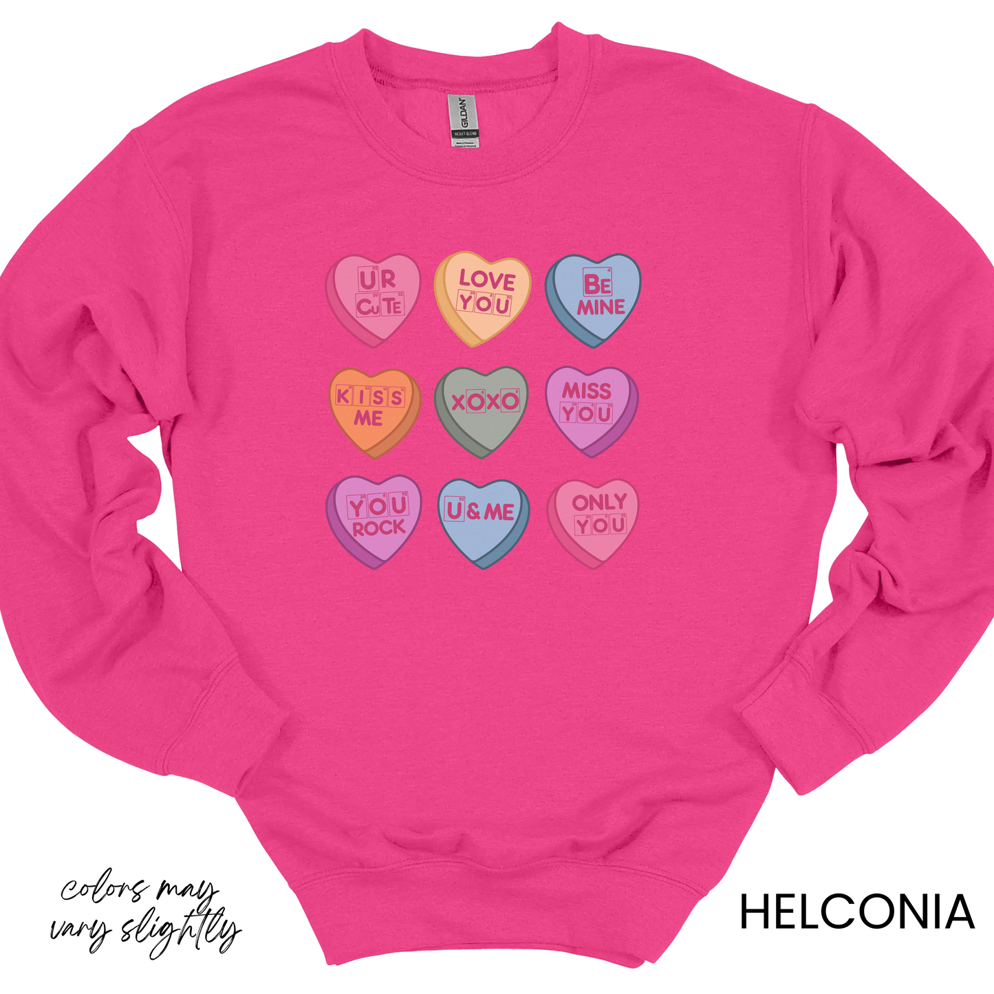 Science Valentine Candy Hearts Sweatshirt, Be Mine Shirt, Conversation Hearts, Gift for Her, Periodic Table, Breaking Bad, XOXO Sweatshirt