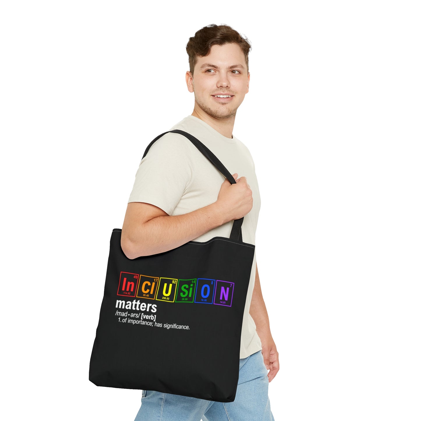 Inclusion Matters Tote Bag, Science Tote, Chemistry Gift, Periodic Table Tote, Breaking Bad, LGBTQIA+ Gift, Rainbow Tote