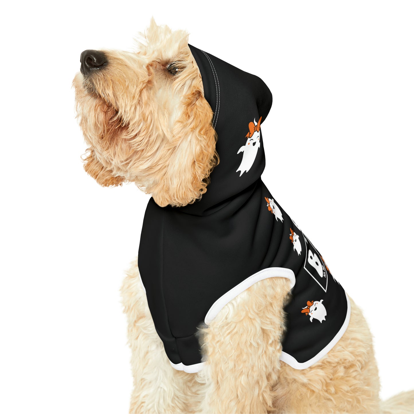 Halloween Pet Hoodie - Hey Boo! (Ghost with Bow)