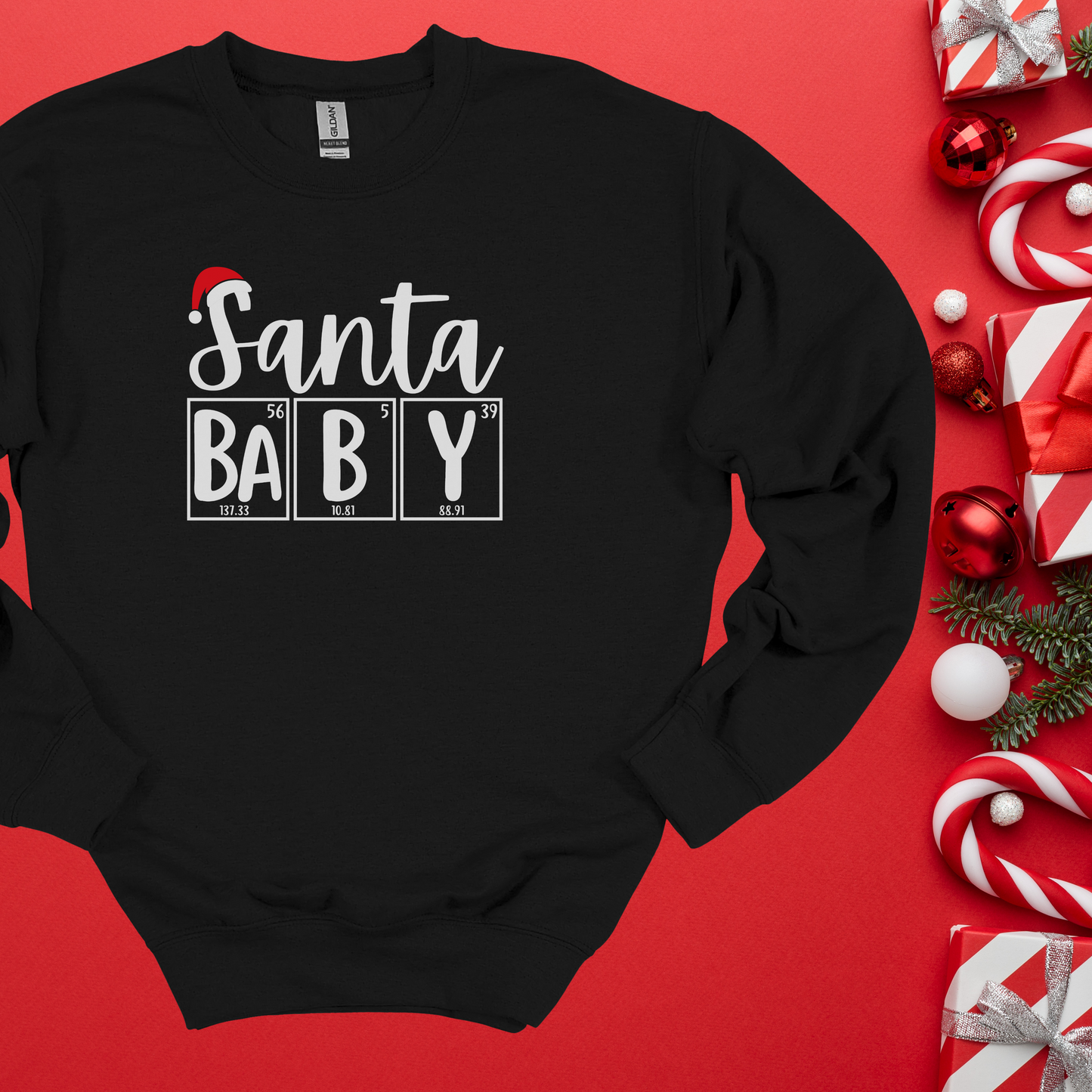 Santa Baby Chemistry Crewneck Sweatshirt, Christmas Holiday Sweater, Periodic Table, Scientist Gift, Science Teacher Gift, Breaking Bad