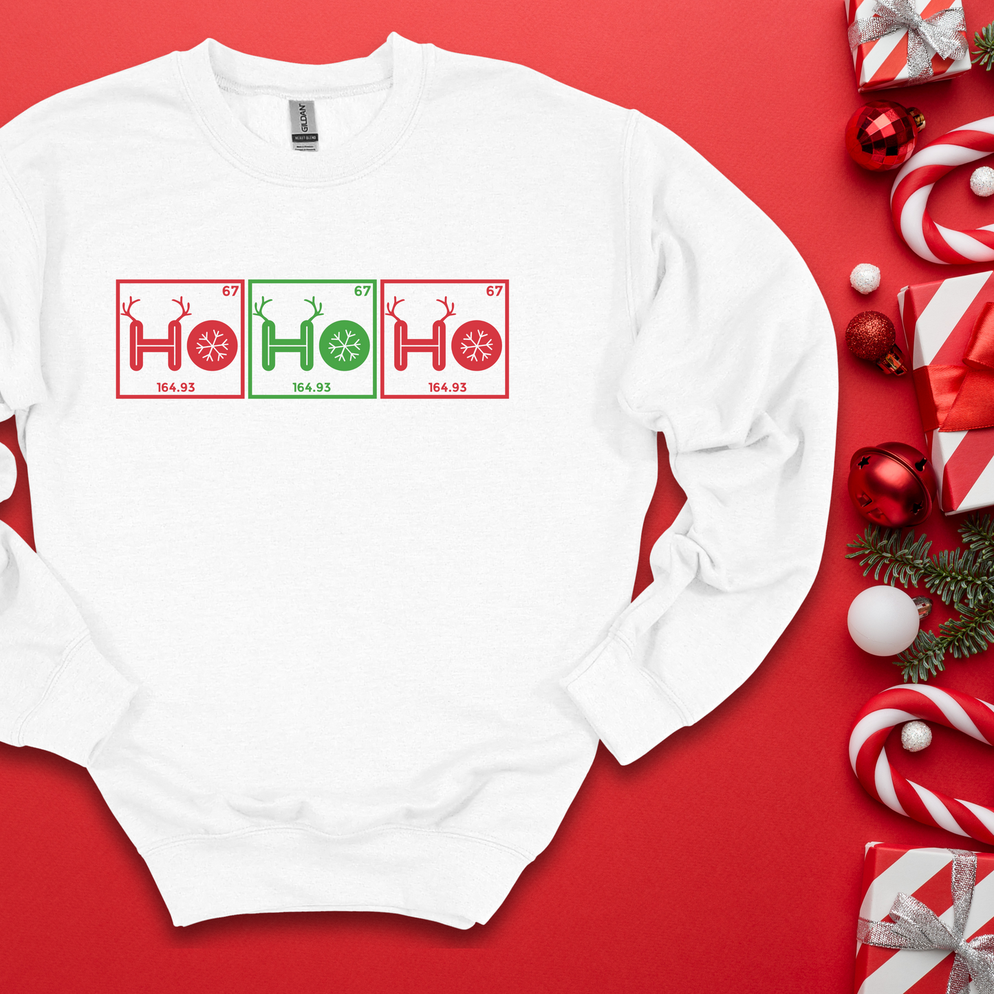 Ho Ho Ho Chemistry Crewneck Sweatshirt, Christmas Holiday Sweater, Periodic Table, Scientist Gift, Science Teacher Gift, Breaking Bad