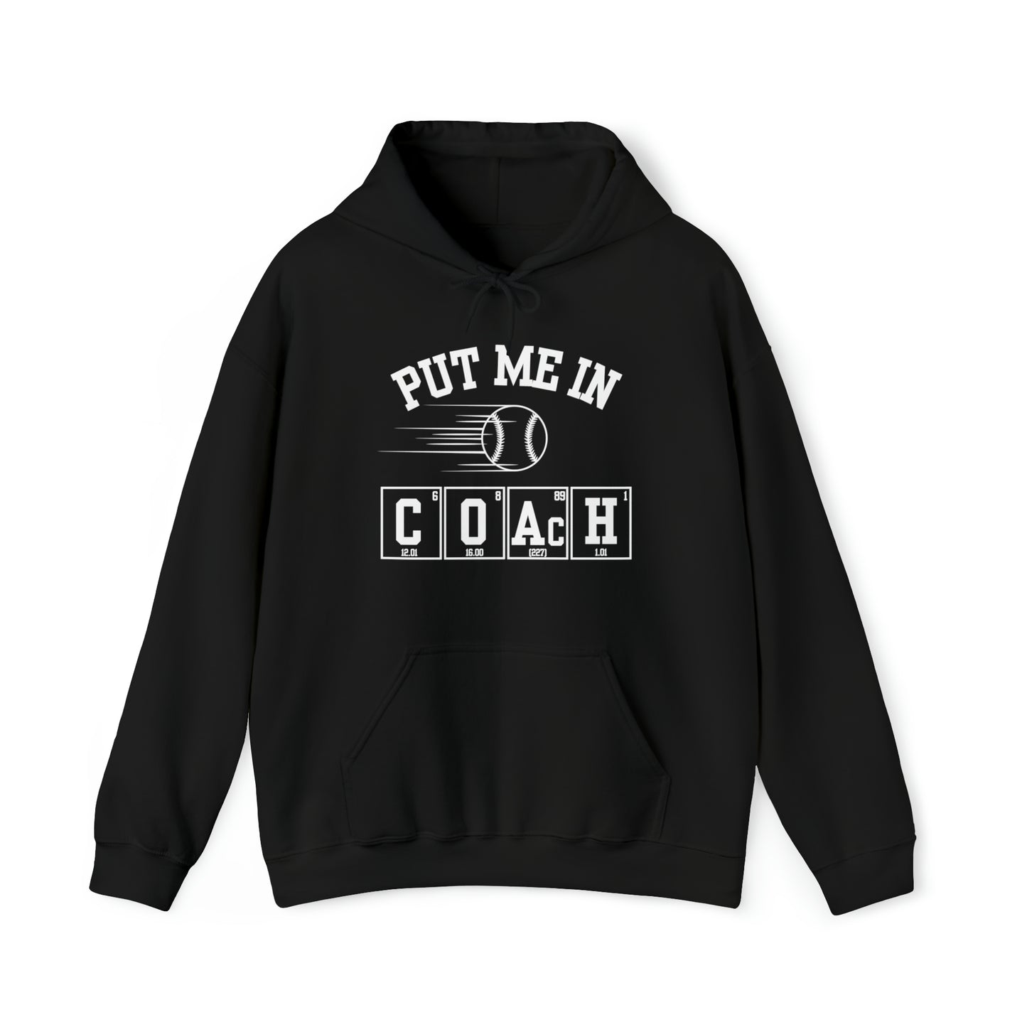 ADULT - Put Me in Coach Hooded Sweatshirt - Baseball Game Day Science Hoodie