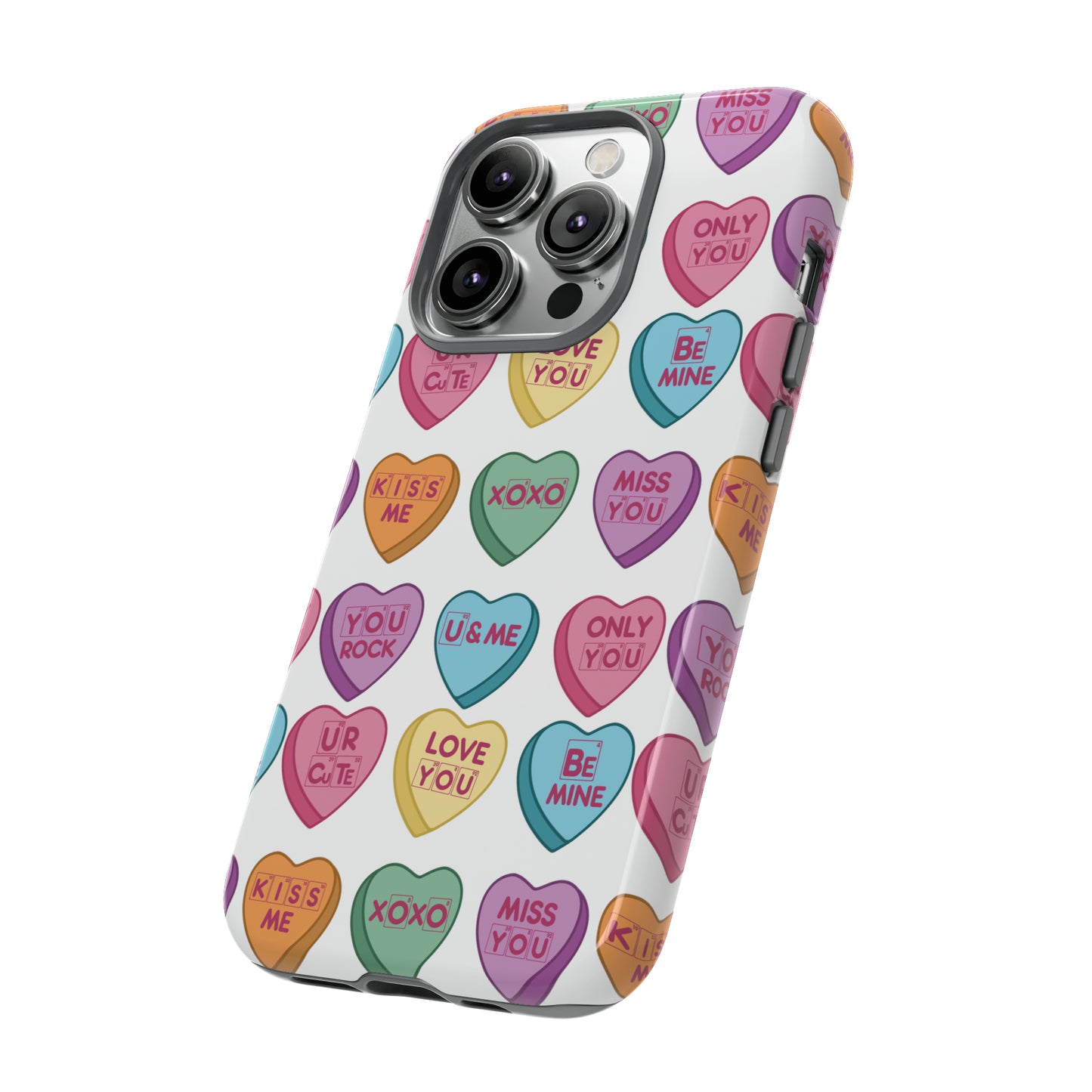 Science Valentine Candy Hearts Cell Phone Case, Conversation Hearts, Gift for Her, For iPhone, Android, and Google Phones, Periodic Table