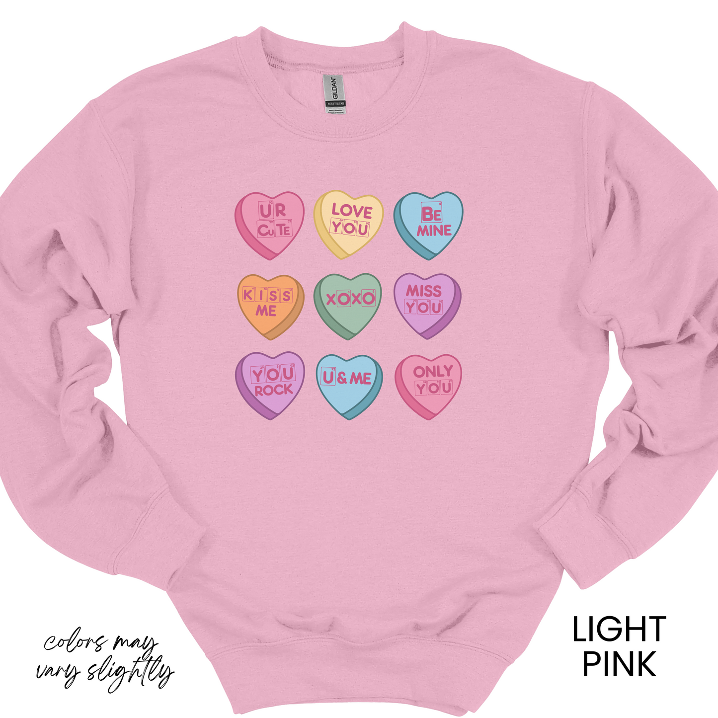 Science Valentine Candy Hearts Sweatshirt, Be Mine Shirt, Conversation Hearts, Gift for Her, Periodic Table, Breaking Bad, XOXO Sweatshirt