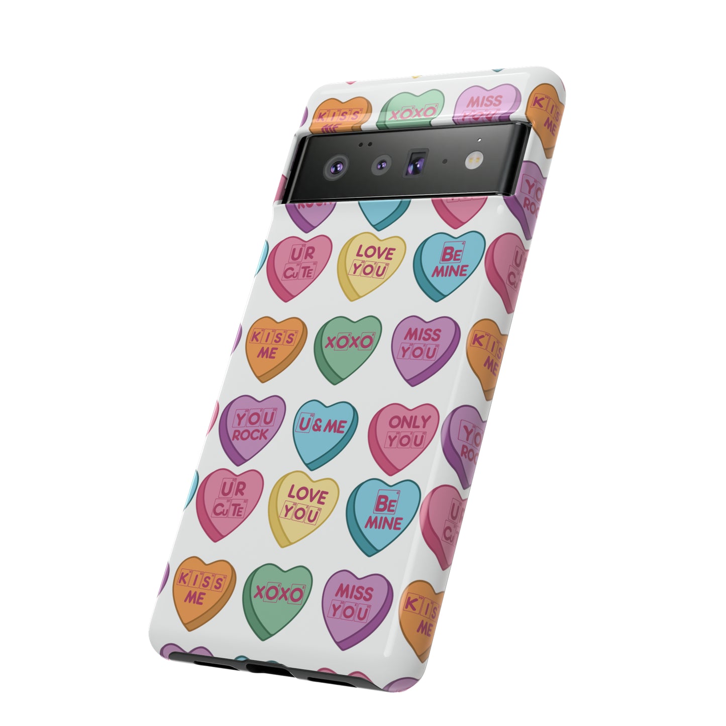 Science Valentine Candy Hearts Cell Phone Case, Conversation Hearts, Gift for Her, For iPhone, Android, and Google Phones, Periodic Table