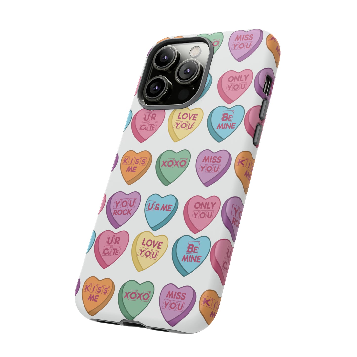 Science Valentine Candy Hearts Cell Phone Case, Conversation Hearts, Gift for Her, For iPhone, Android, and Google Phones, Periodic Table