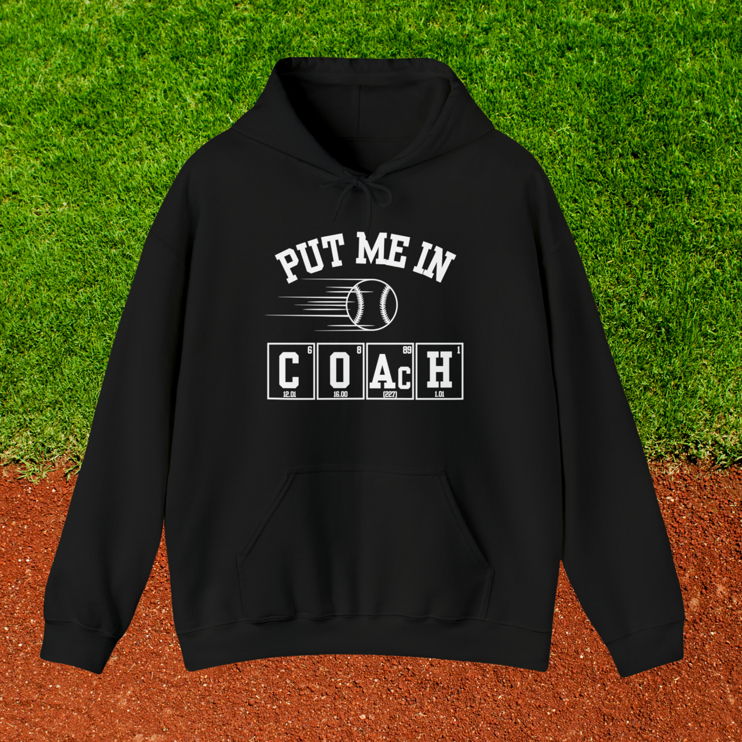 ADULT - Put Me in Coach Hooded Sweatshirt - Baseball Game Day Science Hoodie